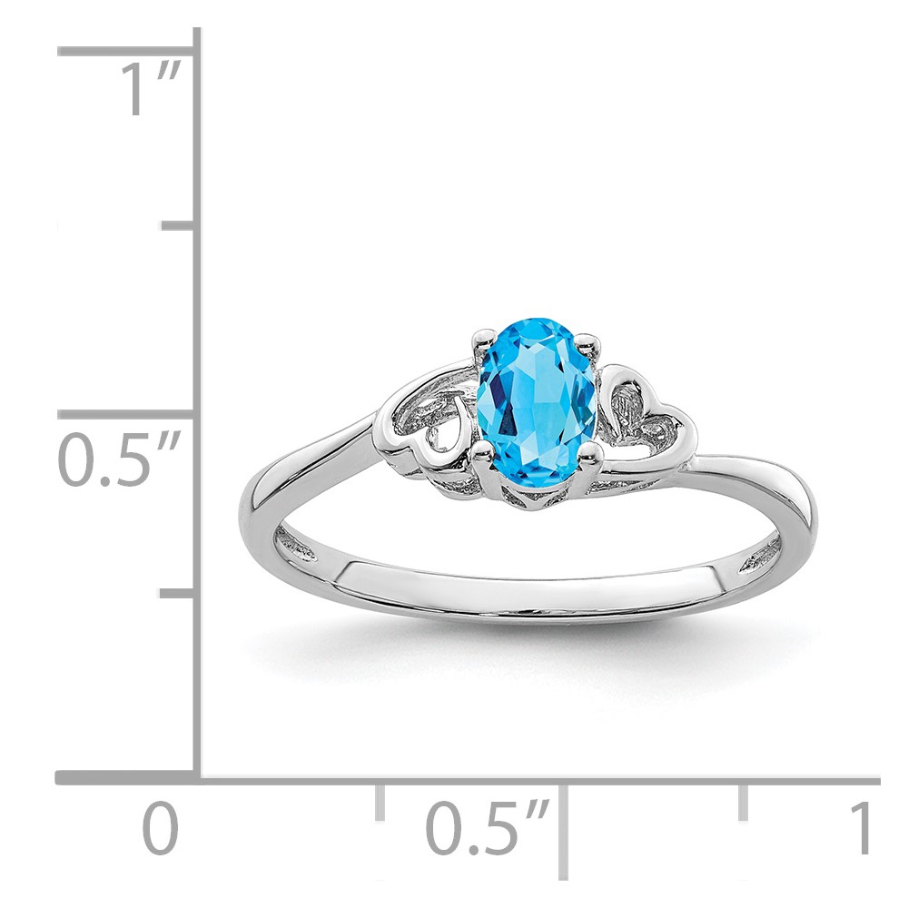 Sterling Silver Rhodium-plated Light Swiss Blue Topaz Ring (QBR15DEC-10)