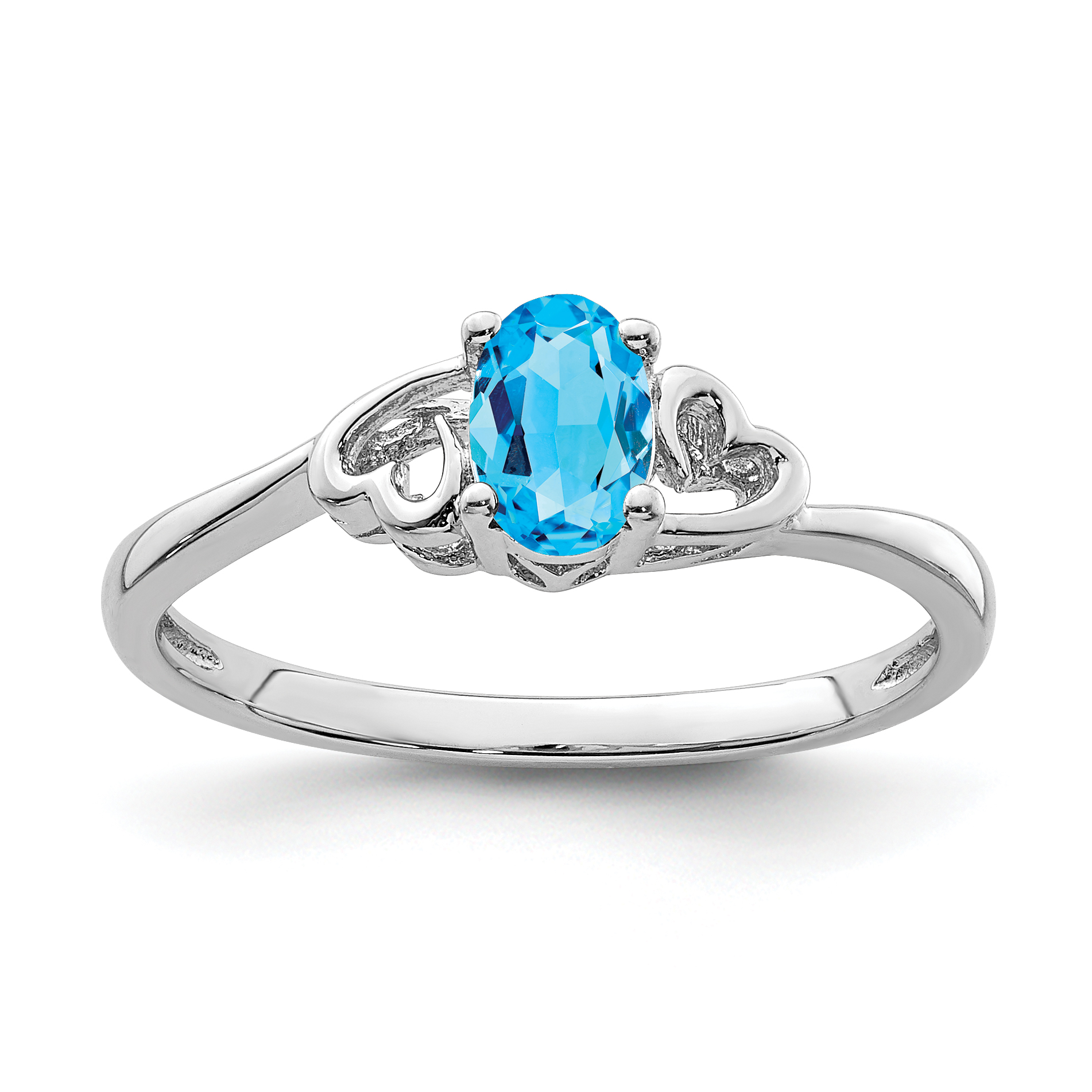 Sterling Silver Rhodium-plated Light Swiss Blue Topaz Ring (QBR15DEC-7)