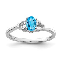 Sterling Silver Rhodium-plated Light Swiss Blue Topaz Ring view 1
