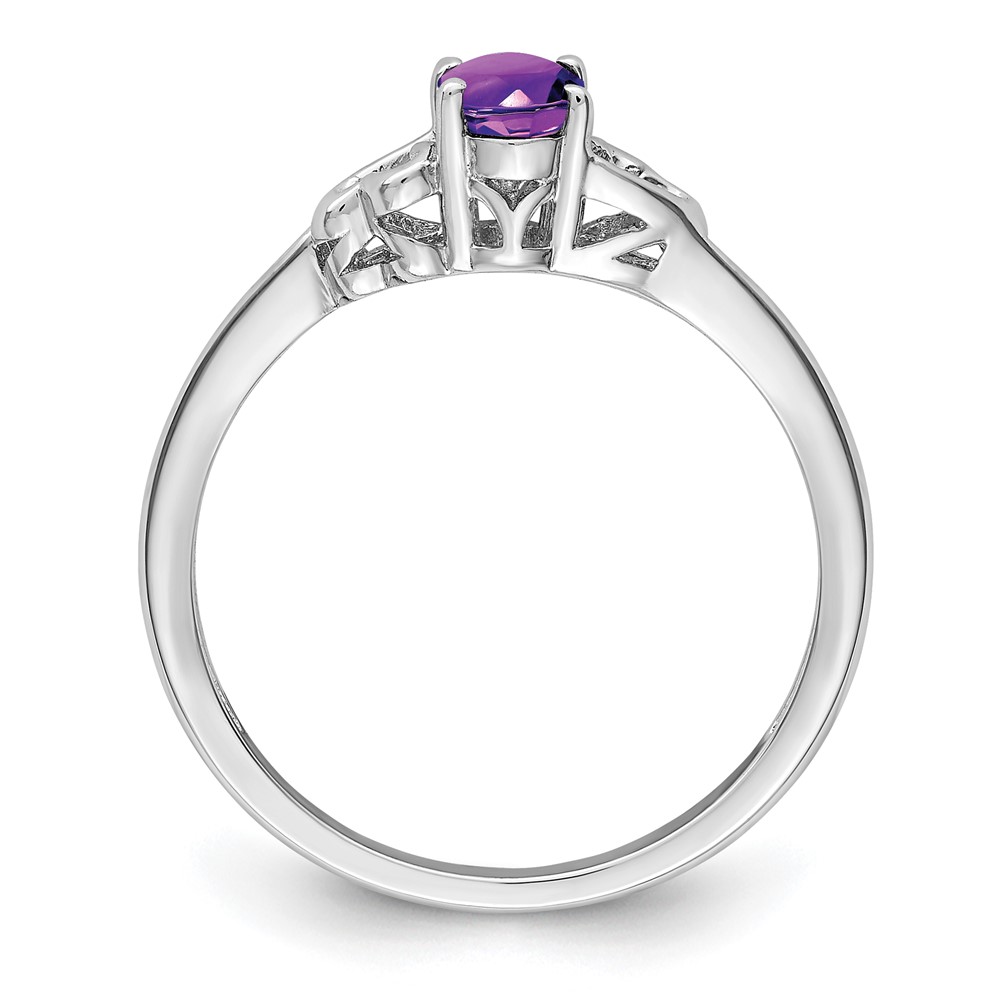 Sterling Silver Rhodium-plated Amethyst Ring (QBR15FEB-10)