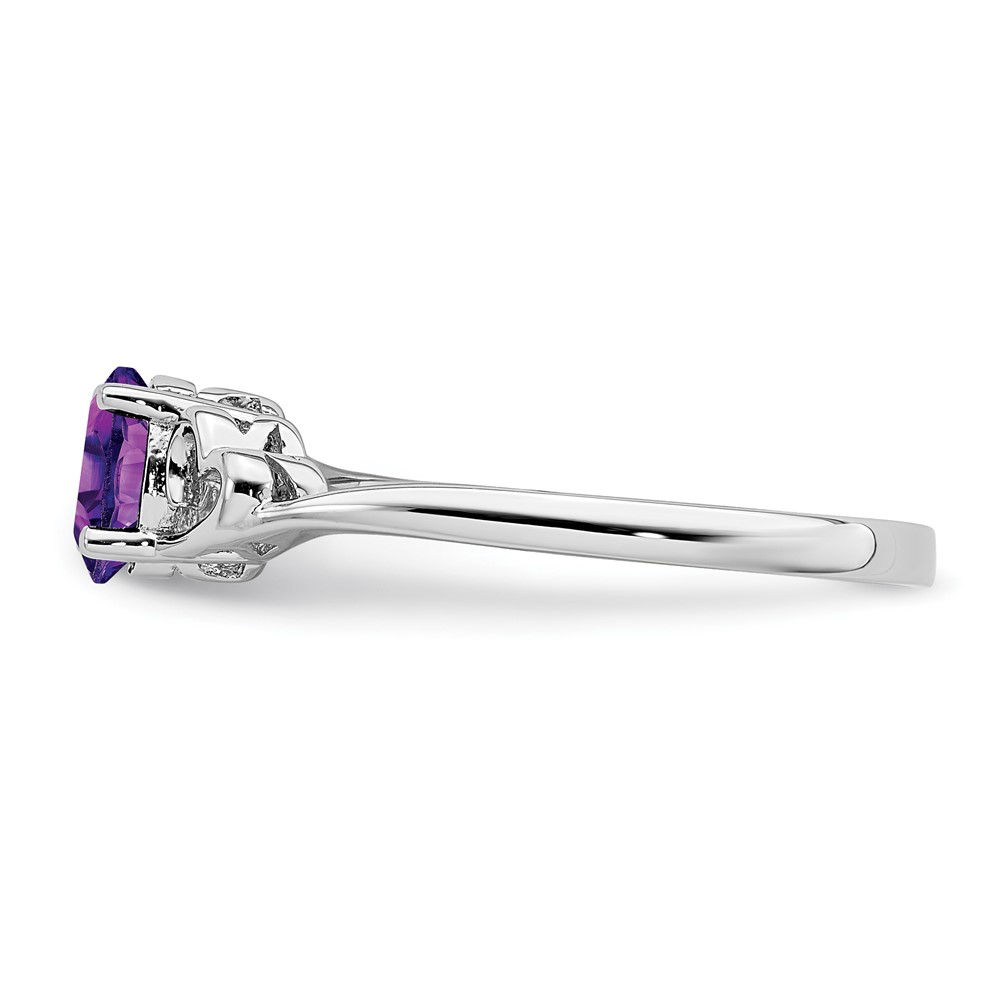 Sterling Silver Rhodium-plated Amethyst Ring (QBR15FEB-10)