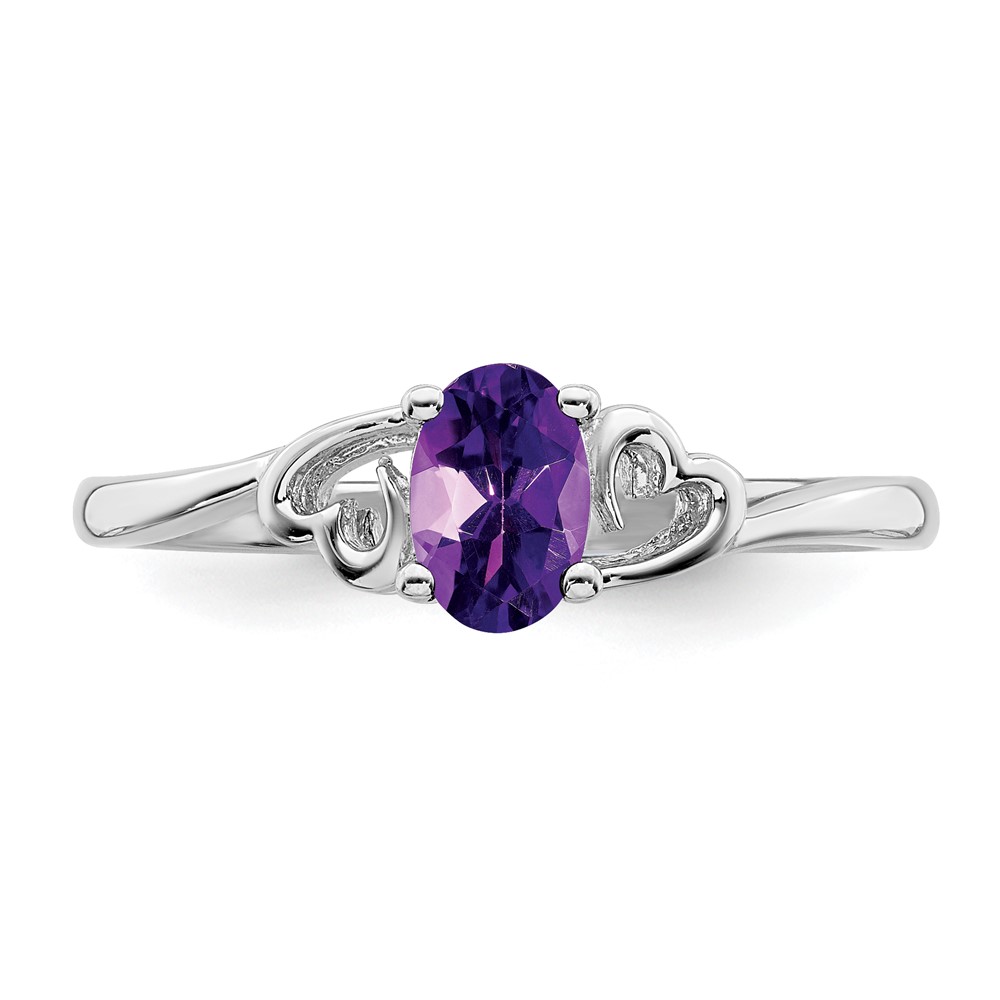 Sterling Silver Rhodium-plated Amethyst Ring (QBR15FEB-10)
