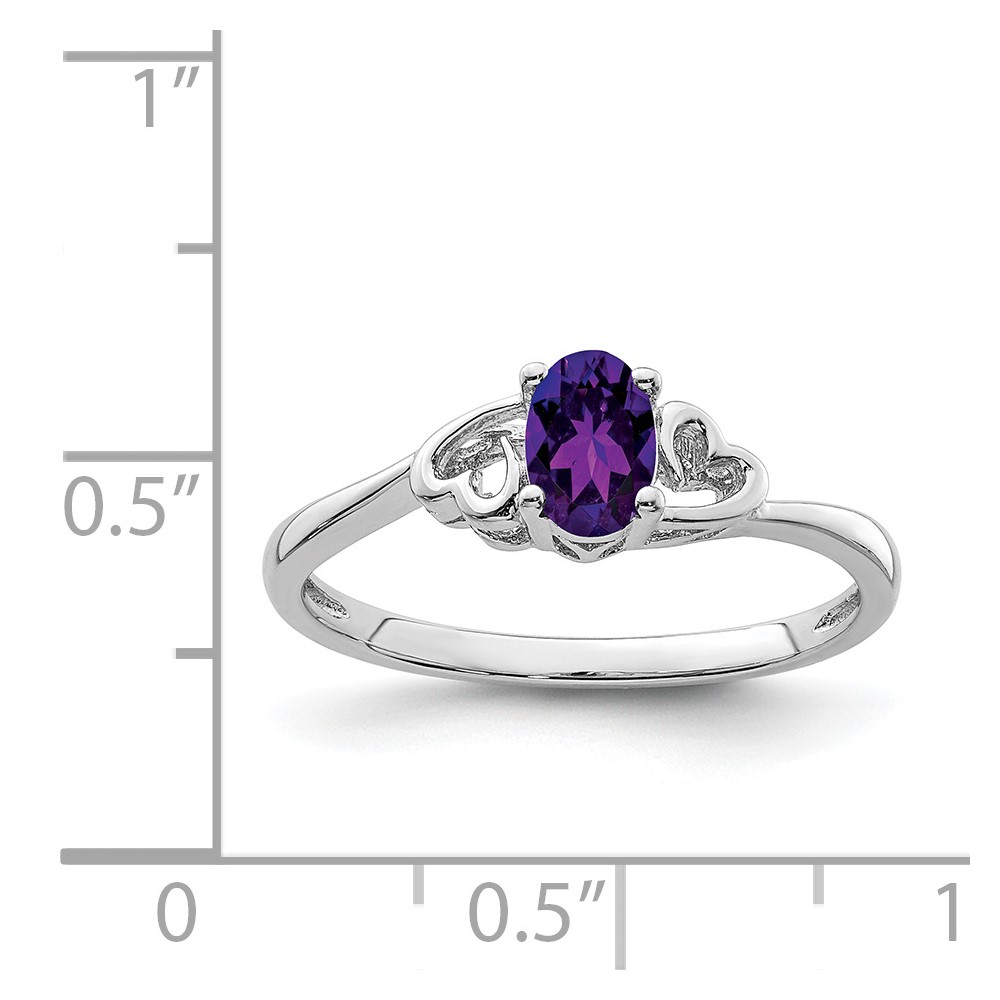 Sterling Silver Rhodium-plated Amethyst Ring (QBR15FEB-10)