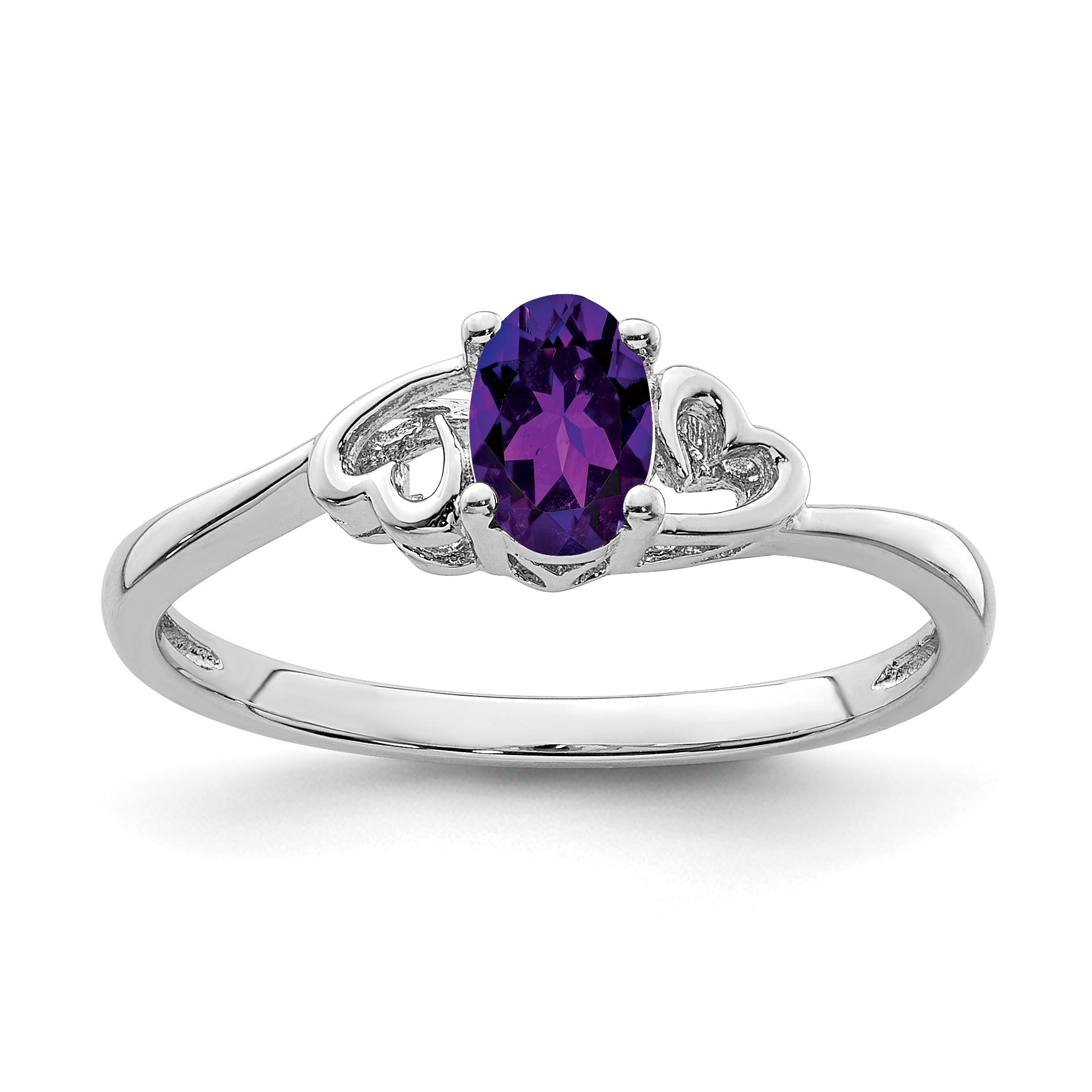 Sterling Silver Rhodium-plated Amethyst Ring (QBR15FEB-10)