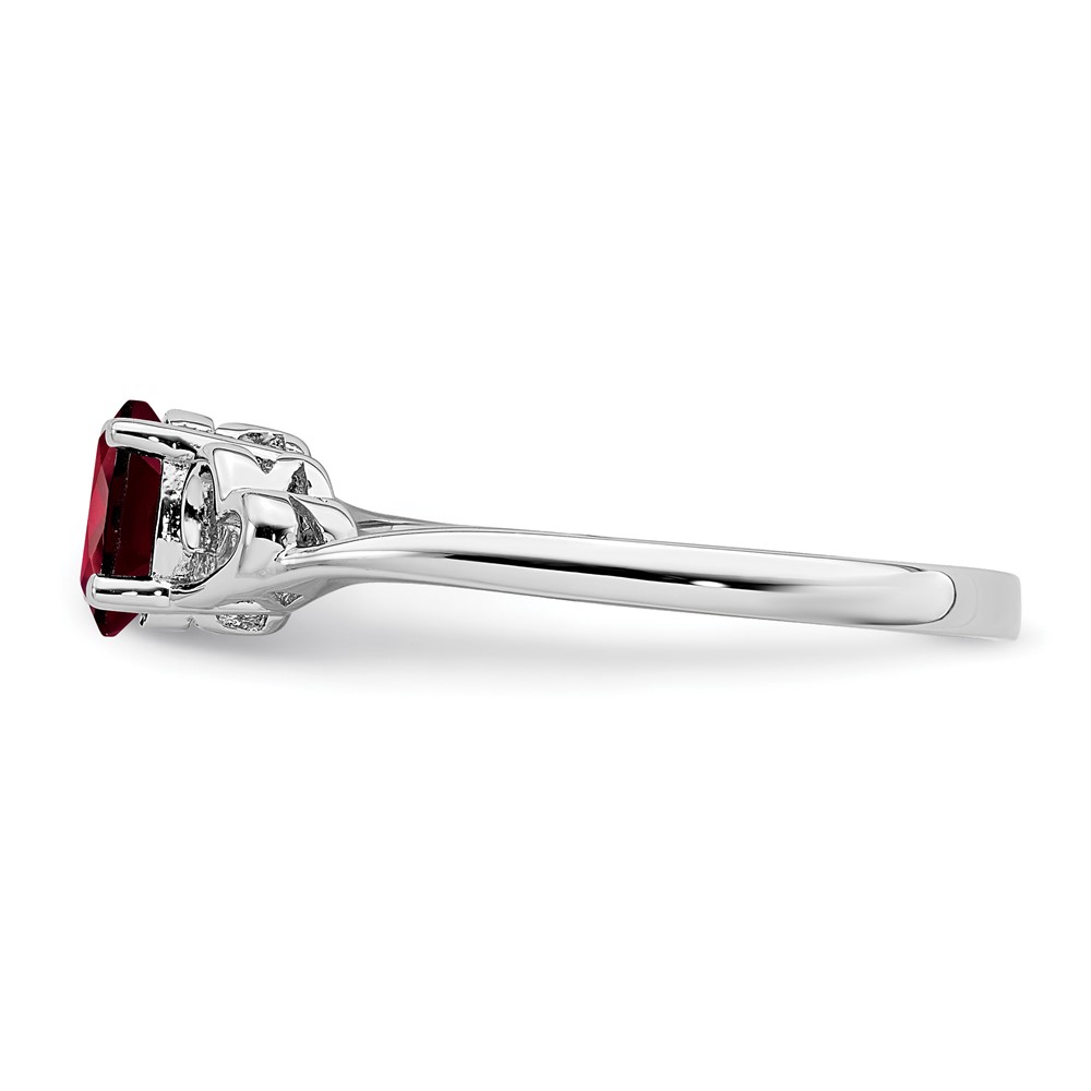 Sterling Silver Rhodium-plated Garnet Ring (QBR15JAN-5)
