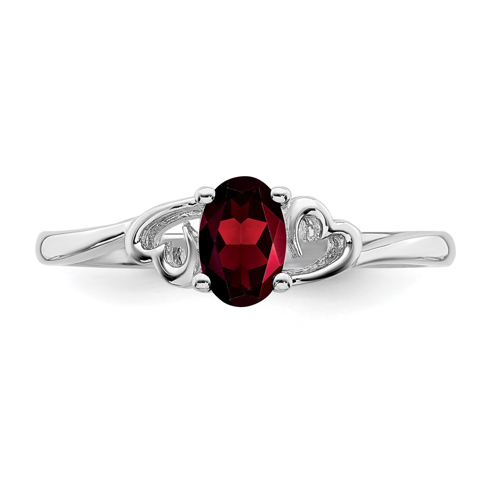 Sterling Silver Rhodium-plated Garnet Ring (QBR15JAN-5)