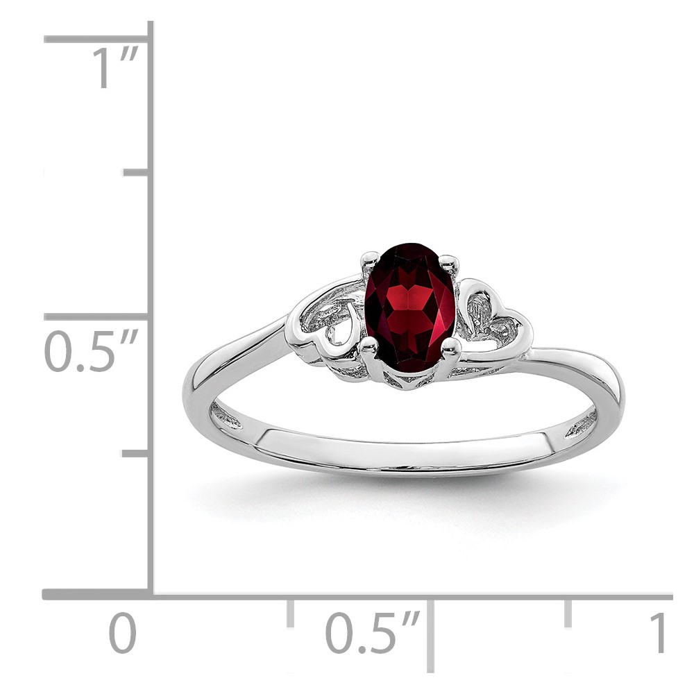 Sterling Silver Rhodium-plated Garnet Ring (QBR15JAN-5)