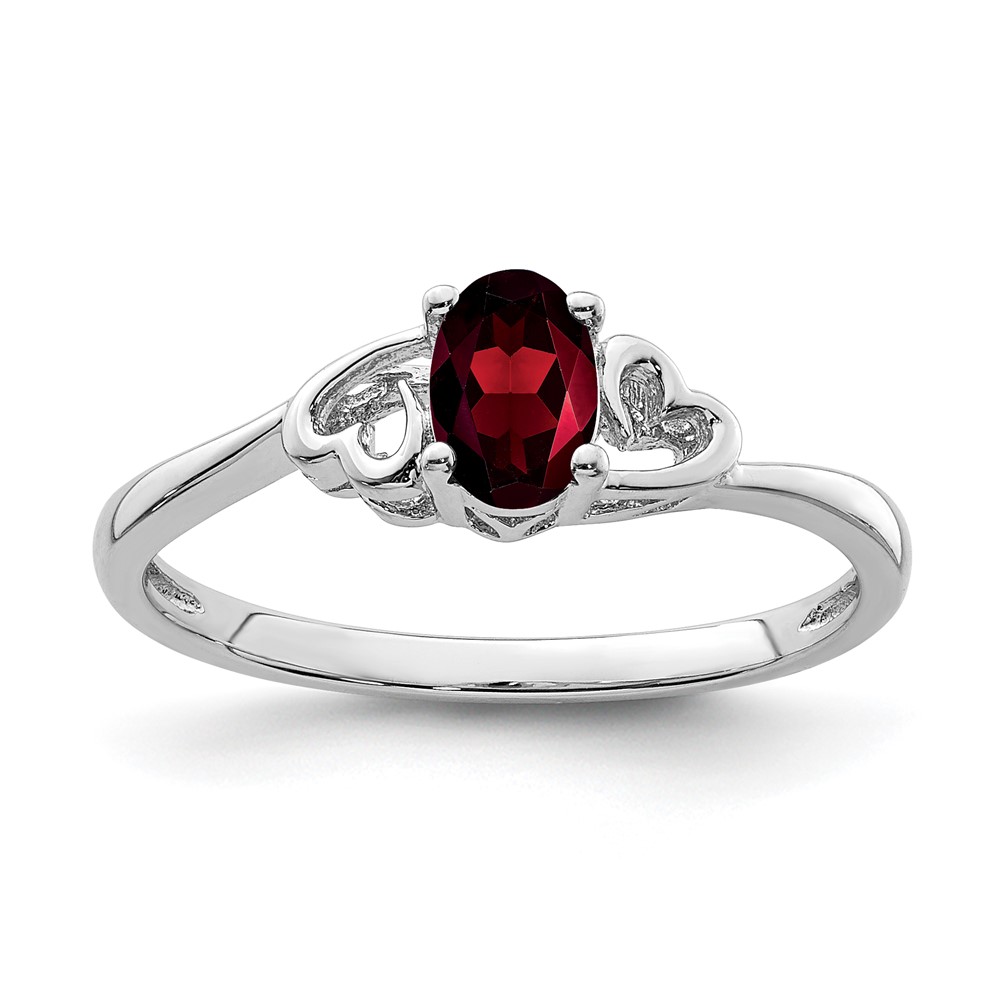 Sterling Silver Rhodium-plated Garnet Ring (QBR15JAN-10)
