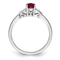 Sterling Silver Rhodium-plated Created Ruby Ring view 2