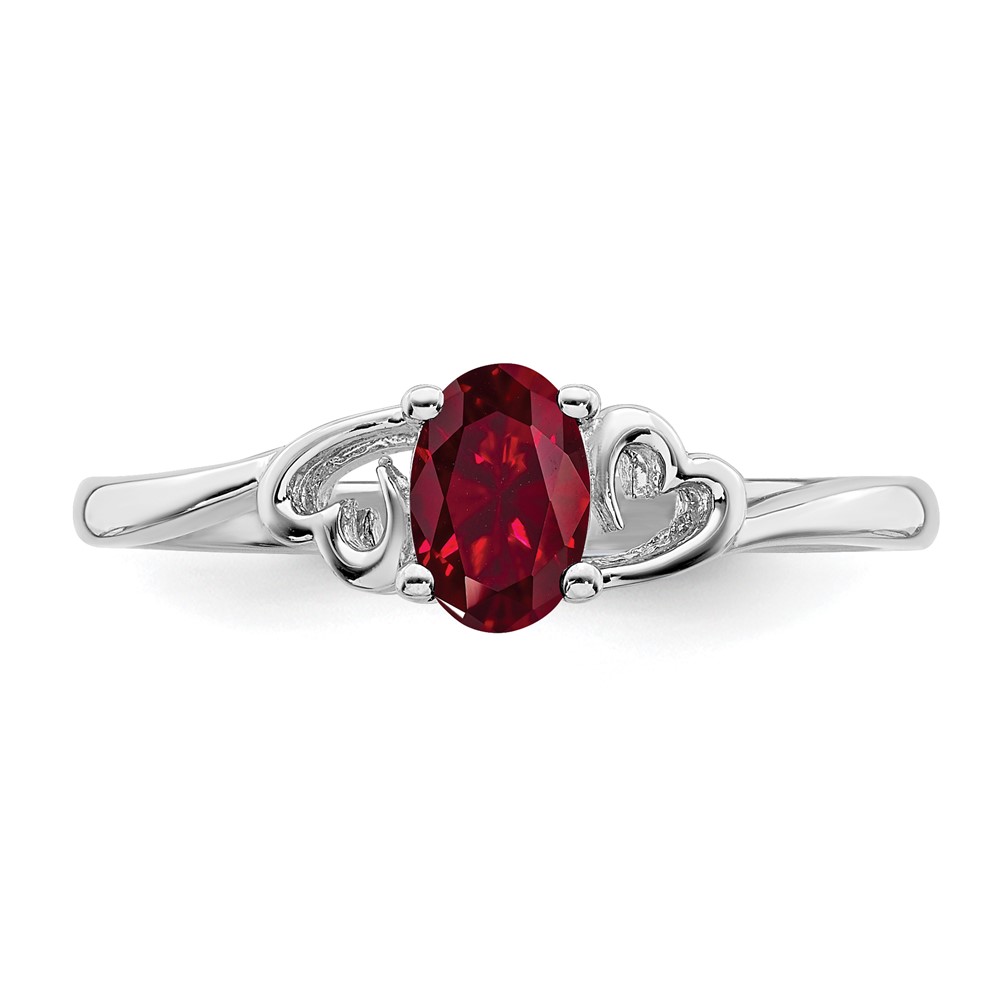 Sterling Silver Rhodium-plated Created Ruby Ring (QBR15JUL-7)