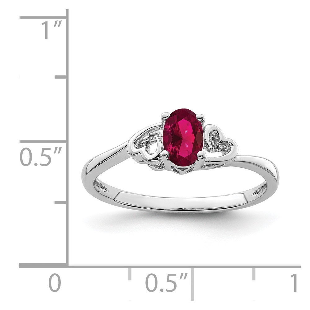 Sterling Silver Rhodium-plated Created Ruby Ring (QBR15JUL-7)