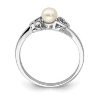 Sterling Silver Rhodium-plated FW Cultured Pearl Ring view 2
