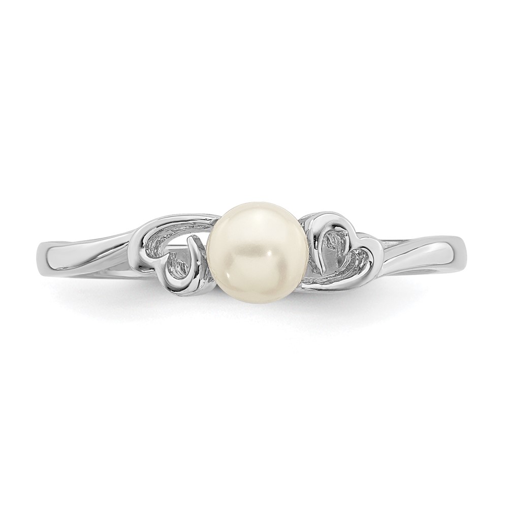 Sterling Silver Rhodium-plated FW Cultured Pearl Ring (QBR15JUN-10)