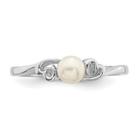 Sterling Silver Rhodium-plated FW Cultured Pearl Ring view 5