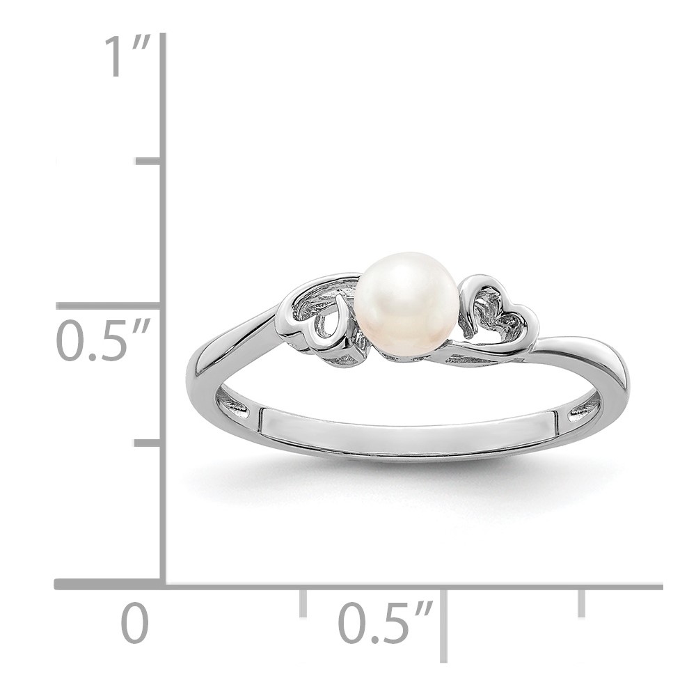 Sterling Silver Rhodium-plated FW Cultured Pearl Ring (QBR15JUN-10)