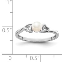 Sterling Silver Rhodium-plated FW Cultured Pearl Ring view 3
