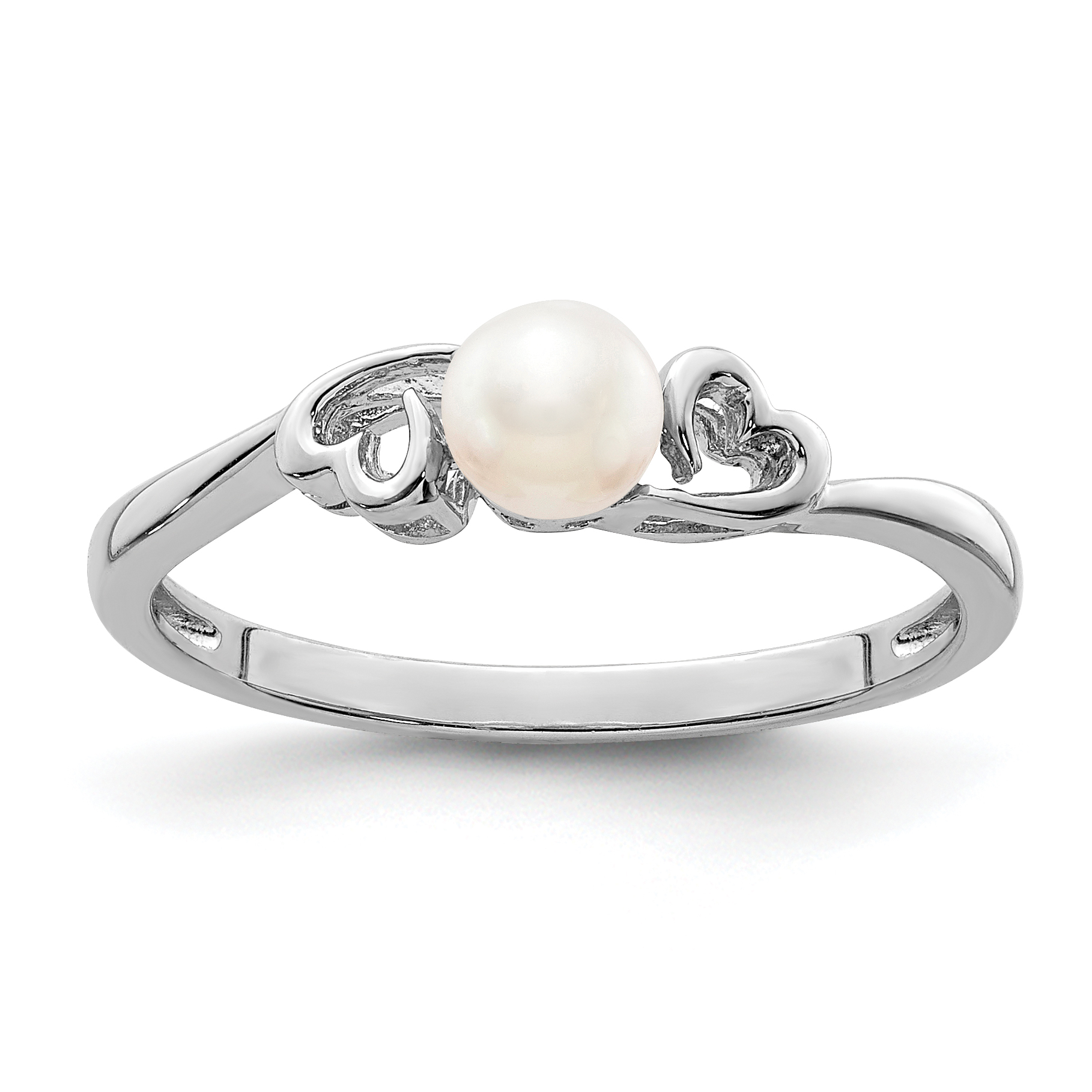 Sterling Silver Rhodium-plated FW Cultured Pearl Ring (QBR15JUN-10)