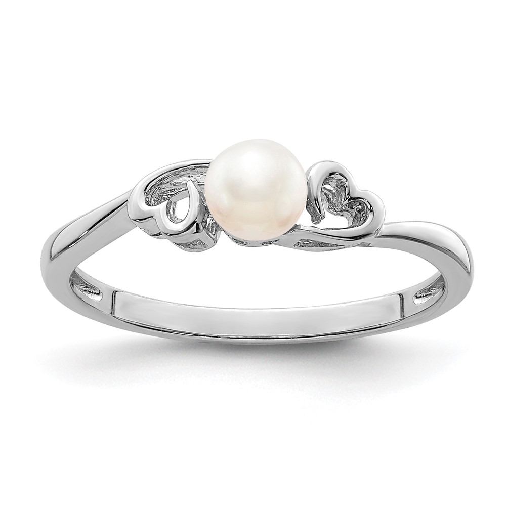 Sterling Silver Rhodium-plated FW Cultured Pearl Ring (QBR15JUN-10)