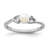 Sterling Silver Rhodium-plated FW Cultured Pearl Ring view 1