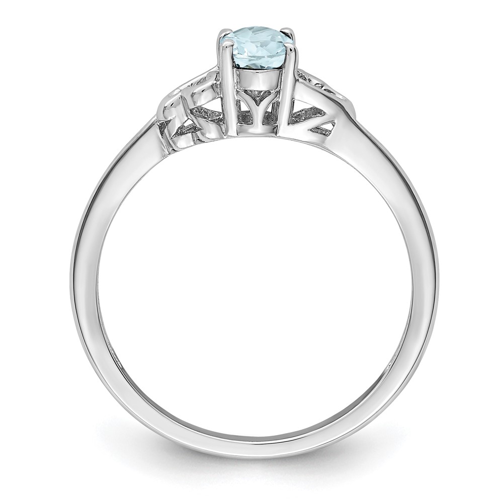 Sterling Silver Rhodium-plated Aquamarine Ring (QBR15MAR-7)
