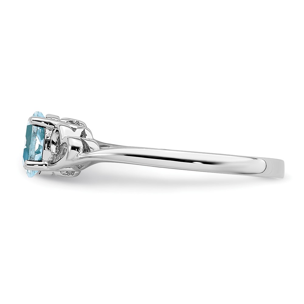 Sterling Silver Rhodium-plated Aquamarine Ring (QBR15MAR-7)