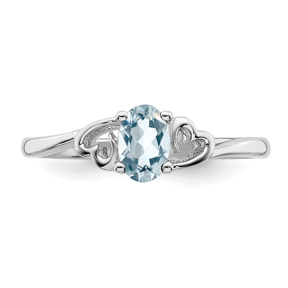 Sterling Silver Rhodium-plated Aquamarine Ring (QBR15MAR-7)
