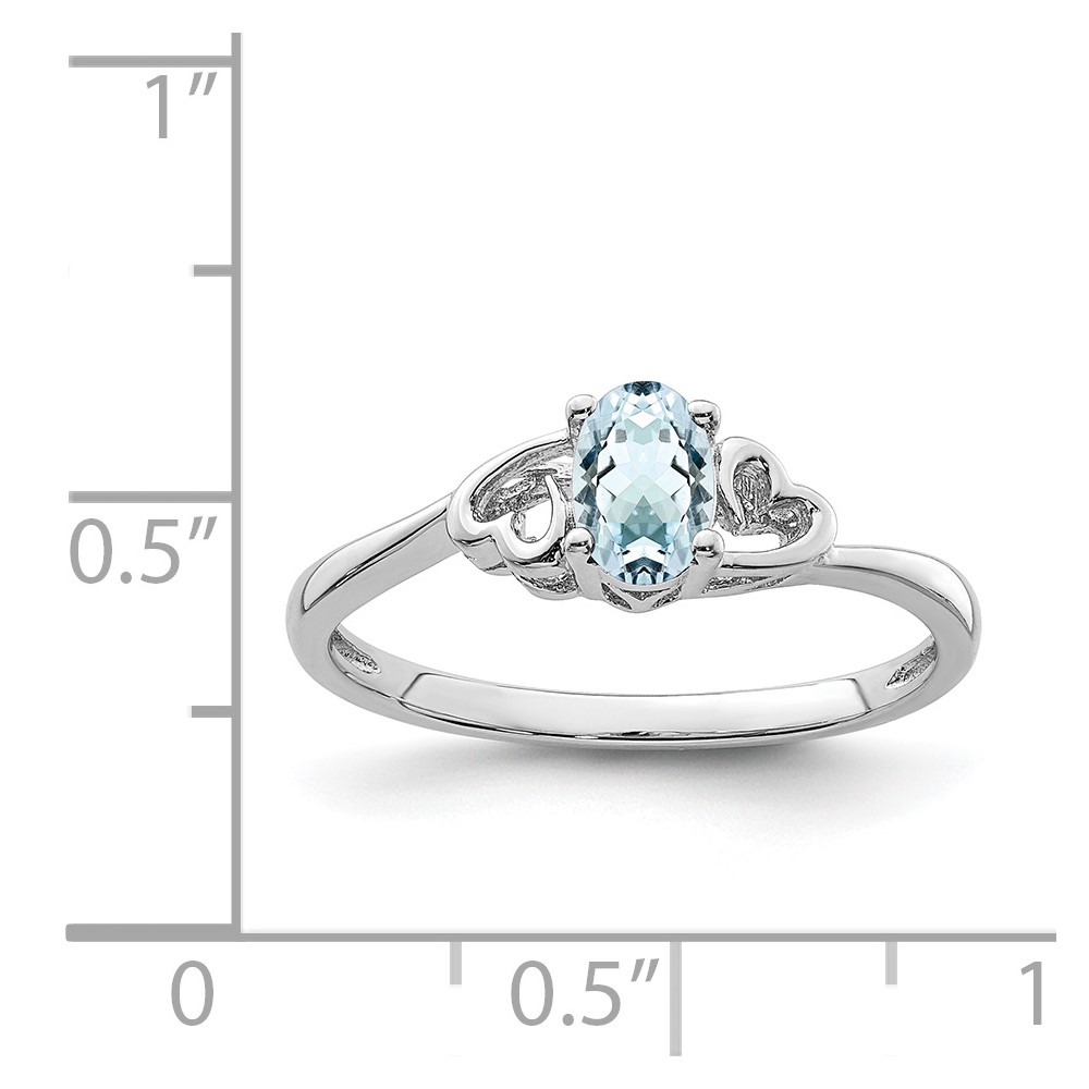 Sterling Silver Rhodium-plated Aquamarine Ring (QBR15MAR-7)
