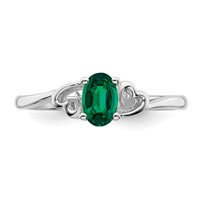 Sterling Silver Rhodium-plated Created Emerald Ring view 5
