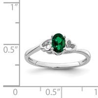Sterling Silver Rhodium-plated Created Emerald Ring view 3