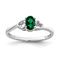 Sterling Silver Rhodium-plated Created Emerald Ring view 1