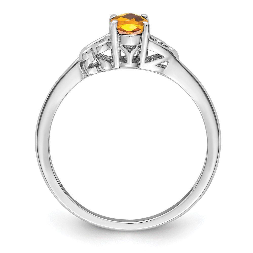 Sterling Silver Rhodium-plated Citrine Ring (QBR15NOV-5)