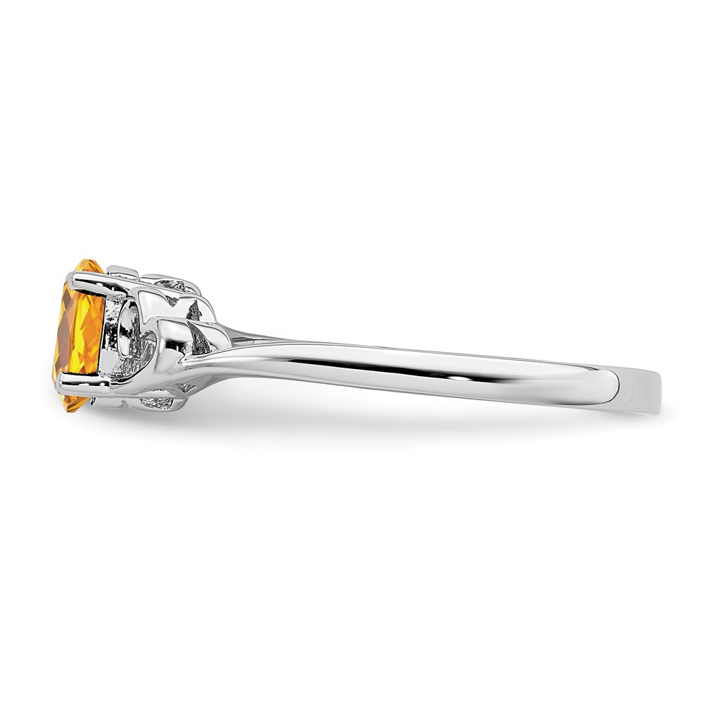 Sterling Silver Rhodium-plated Citrine Ring (QBR15NOV-5)