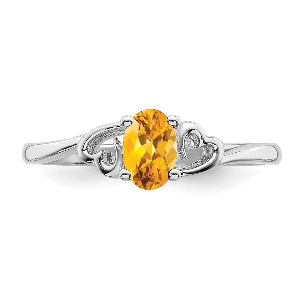 Sterling Silver Rhodium-plated Citrine Ring (QBR15NOV-5)