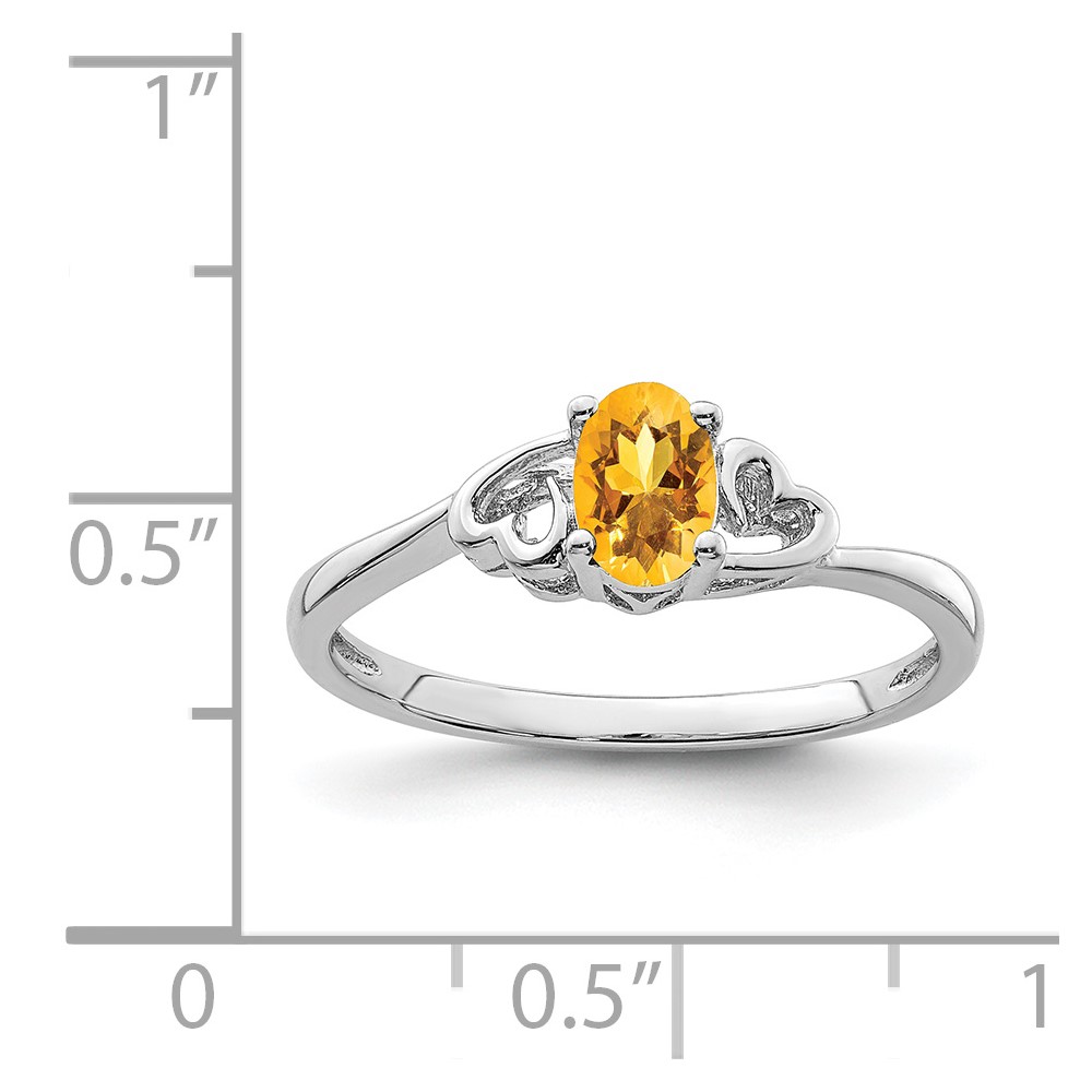 Sterling Silver Rhodium-plated Citrine Ring (QBR15NOV-5)