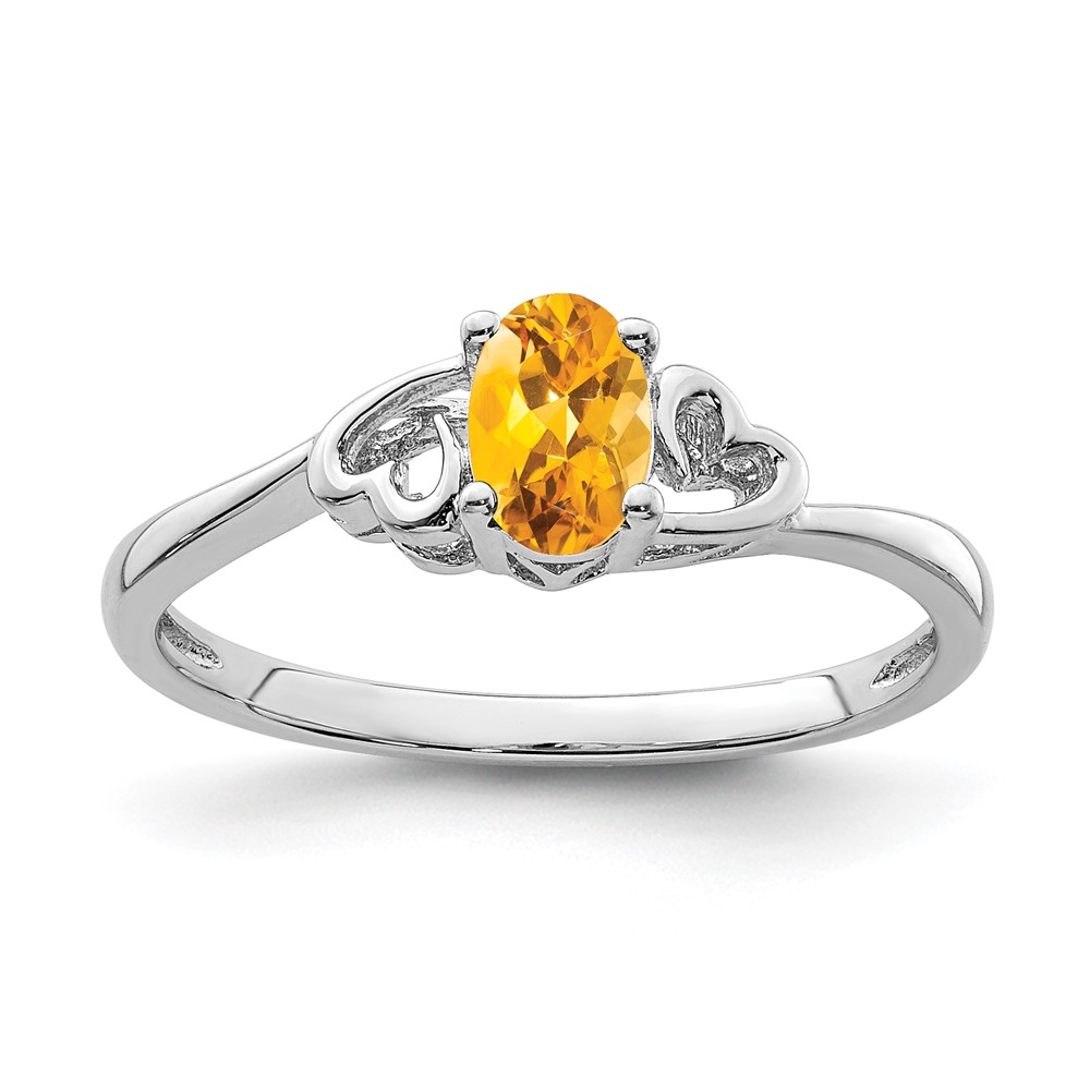 Sterling Silver Rhodium-plated Citrine Ring (QBR15NOV-10)