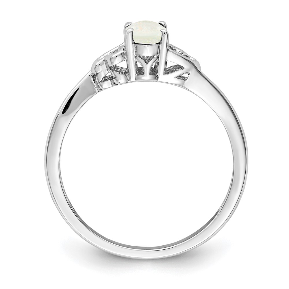 Sterling Silver Rhodium-plated Created Opal Ring (QBR15OCT-5)