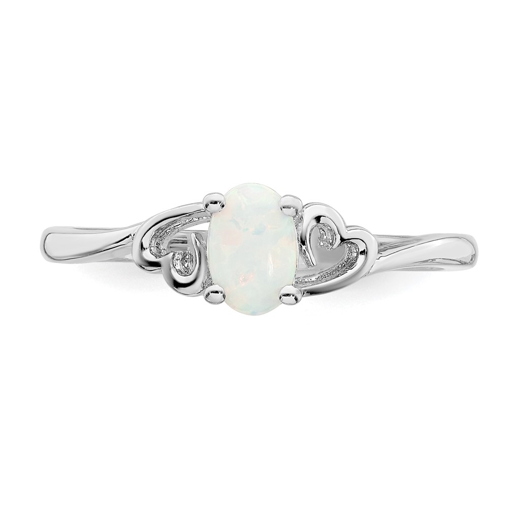 Sterling Silver Rhodium-plated Created Opal Ring (QBR15OCT-5)