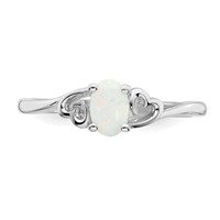 Sterling Silver Rhodium-plated Created Opal Ring view 5