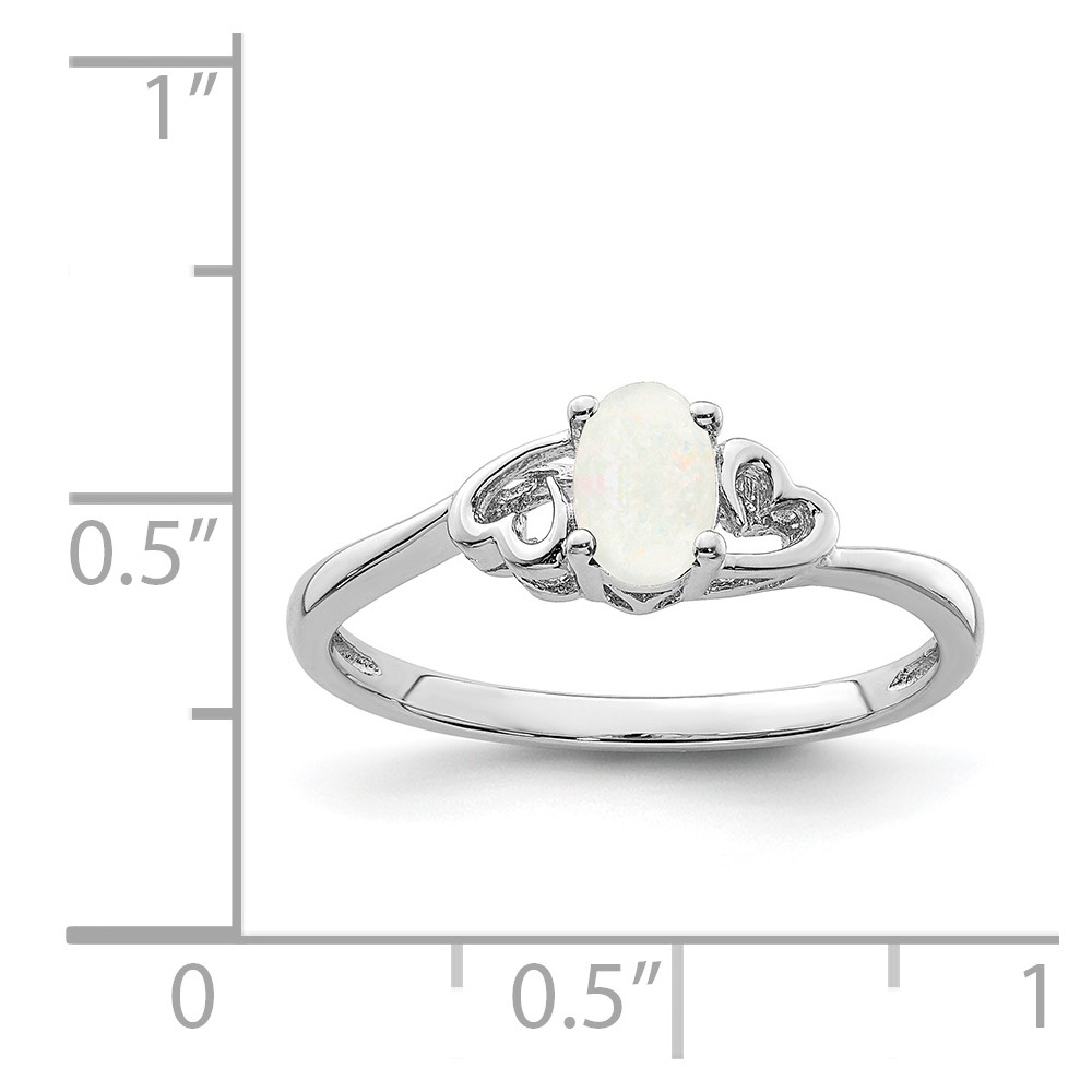 Sterling Silver Rhodium-plated Created Opal Ring (QBR15OCT-5)