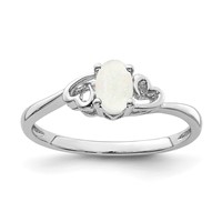 Sterling Silver Rhodium-plated Created Opal Ring view 1