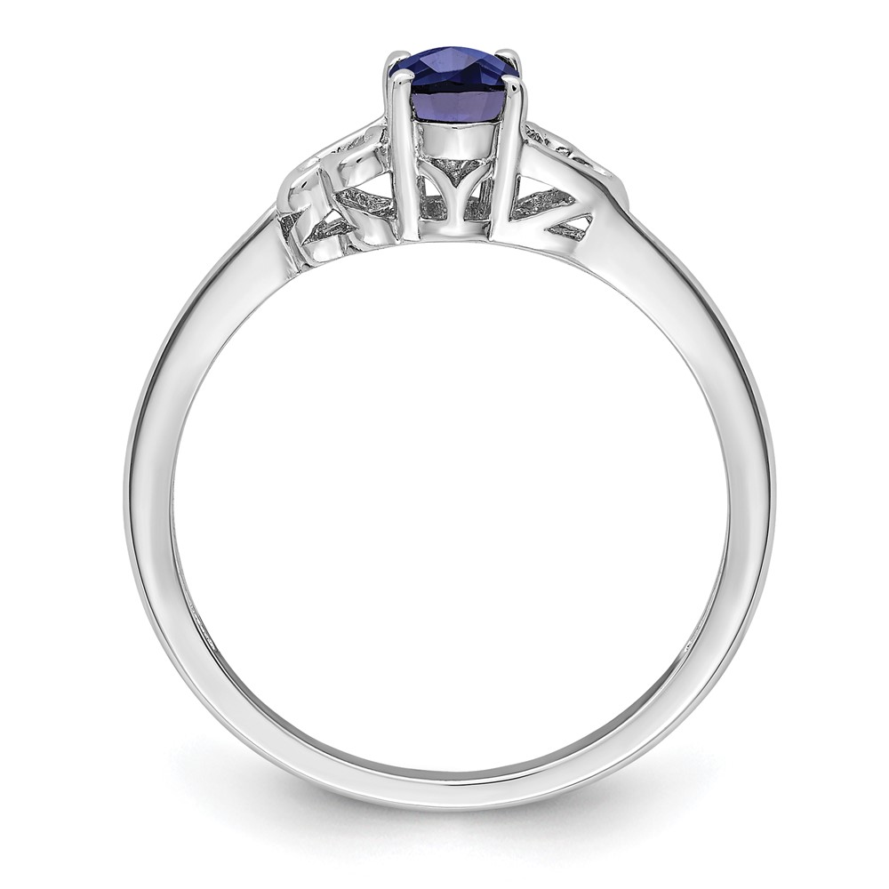 Sterling Silver Rhodium-plated Created Sapphire Ring (QBR15SEP-10)