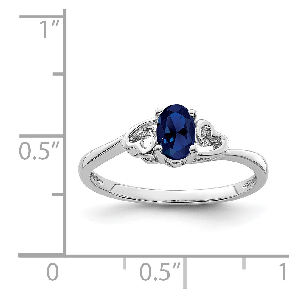 Sterling Silver Rhodium-plated Created Sapphire Ring (QBR15SEP-10)
