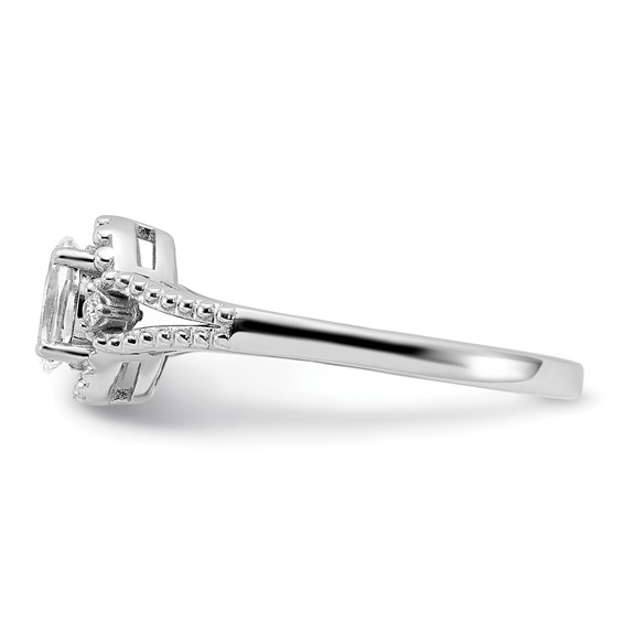 Sterling Silver Rhodium-plated Gemstone & Diamond Ring
