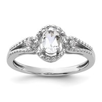 Sterling Silver Rhodium-plated White Topaz & Diam. Ring view 1