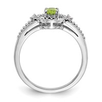 Sterling Silver Rhodium-plated Peridot & Diam. Ring view 2