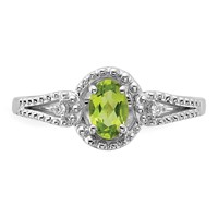 Sterling Silver Rhodium-plated Peridot & Diam. Ring view 5