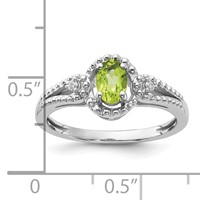 Sterling Silver Rhodium-plated Peridot & Diam. Ring view 4