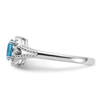 Sterling Silver Rhodium-plated Light Swiss Blue Topaz & Diam. Ring view 3