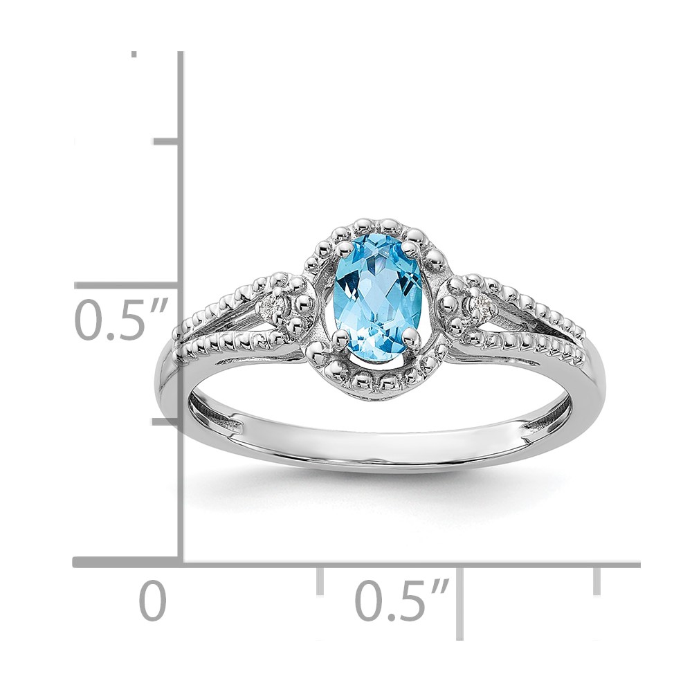 Sterling Silver Rhodium-plated Light Swiss Blue Topaz & Diam. Ring (QBR16DEC-7)