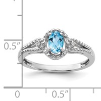 Sterling Silver Rhodium-plated Light Swiss Blue Topaz & Diam. Ring view 4